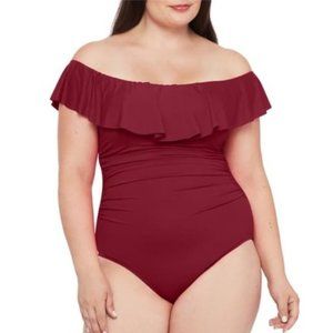 La Blanca Swimwear Off the Shoulder One-Piece  Swimsuit